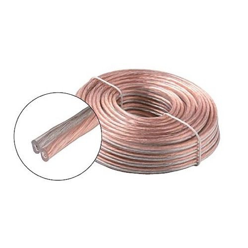 Eagle 50' FT 18 AWG GA Speaker Cable 2 Conductor Clear Coil Zip Wire High Quality Pro Grade Flexible PVC Jacket Audio Copper Wire 18/2 Stereo Connection Signal Receiver Component Hook-Up Extension Line Flexible Stranded