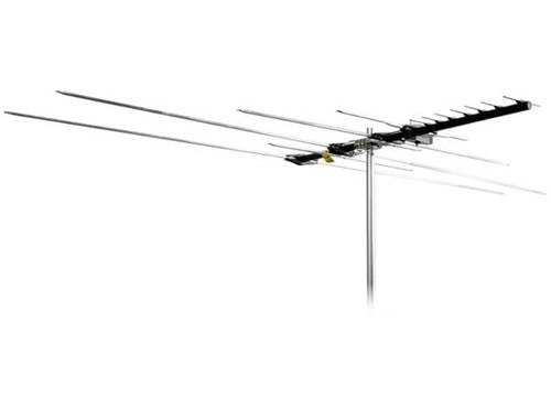 Channel Master CM-5016 Masterpiece HDTV Outdoor Antenna Digital FM UHF VHF Heavy Duty 60 Miles 15 Element Near Fringe 50 FT RG6 Coax With Gold F Connectors  RED ZONE