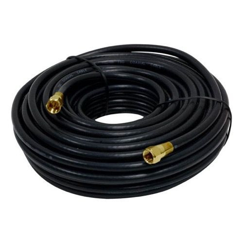 Channel Master 3052 75' Ft RG59 Coaxial Cable Black Gold F Connector Each End Factory installed TV Video RG59 Coaxial Cable 75' FT Black with F-Type Plug Connector Factory