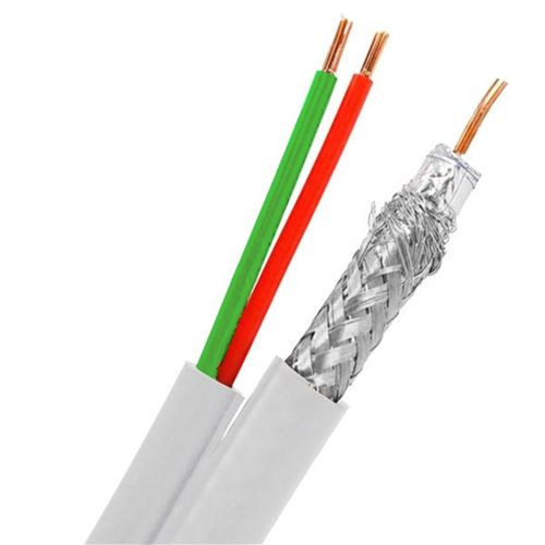 Eagle 39W2P 500' FT RG6 Coaxial Cable 18 AWG Solid Bare Copper Center Siamese With 22 AWG 2 Conductor White Data Telephone Security, Part # 29W2P