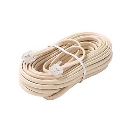 Eagle 304-050IV 50' FT Phone Cord Ivory 4 Conductor Line with RJ11 Plugs Each End Modular Telephone Flat Cord Cable 6P4C Phone Cord Cross-Wired for VoIP Cable Line Connector