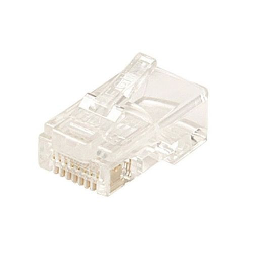 Eagle RJ45 Plug Connector Round Stranded Modular 8P8C Plug 8X8 8 Pin Gold Plate 24-26 AWG 6 Micron Male 1 Pack