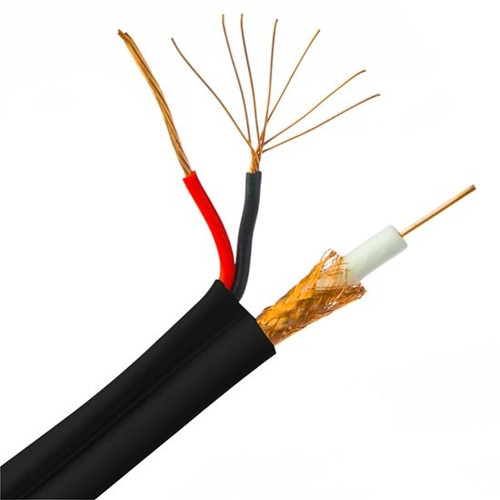 Eagle 500 ft RG59 Coaxial Cable & 18/2 AWG Copper Conductors And Solid Copper Center Siamese Power Cable Black CCS 3 GHz 18 AWG 2 Conductor Solid Copper