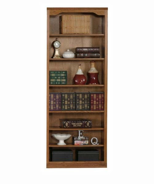 Eagle 32 x 84" Lincoln Classic Oak American Traditional Home Office Open Wooden Bookcase with 5 Adjustable Shelves, 1 Fixed Shelf and Available in All Stain Options, Part # E-14384