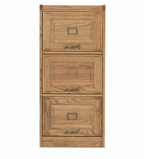 Eagle 18.5 x 40.5" Engineering Classic Oak American Traditional Home Office Solid Wood File Cabinet with 3 Easy Slide Drawers, Brass Hardware Trim, Available in All Stain Options, Part # E-16003