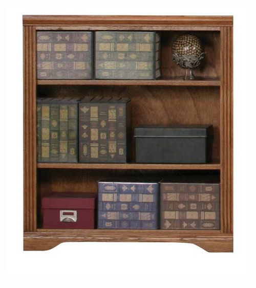 Eagle 32 x 36" Ivy League Oak Ridge Furniture Transitional Home Office Open Library Style Solid American Hardwood Bookcase with 2 Adjustable Shelves and Fluted Detail, Part # E-93336