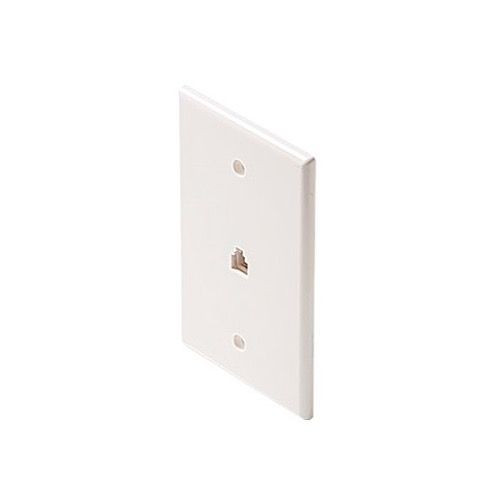 Eagle Wall Plate Phone White Midsize RJ11 4 Conductor Oversize 3 1/8" x 4 7/8" Face Plate 4-Conductor RJ-11 Modular Telephone Gold Contacts 6P4C Jack Face Plate Audio Signal Data Plug