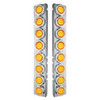Peterbilt SS Front Air Cleaner Bracket w/16X 9 LED 2" Lights & Bezels - Amber LED & Amber Lens - Pair