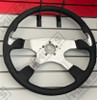 18" Steering Wheel - "Highway" Black Leather Rim w/Chrome Thumb Grips