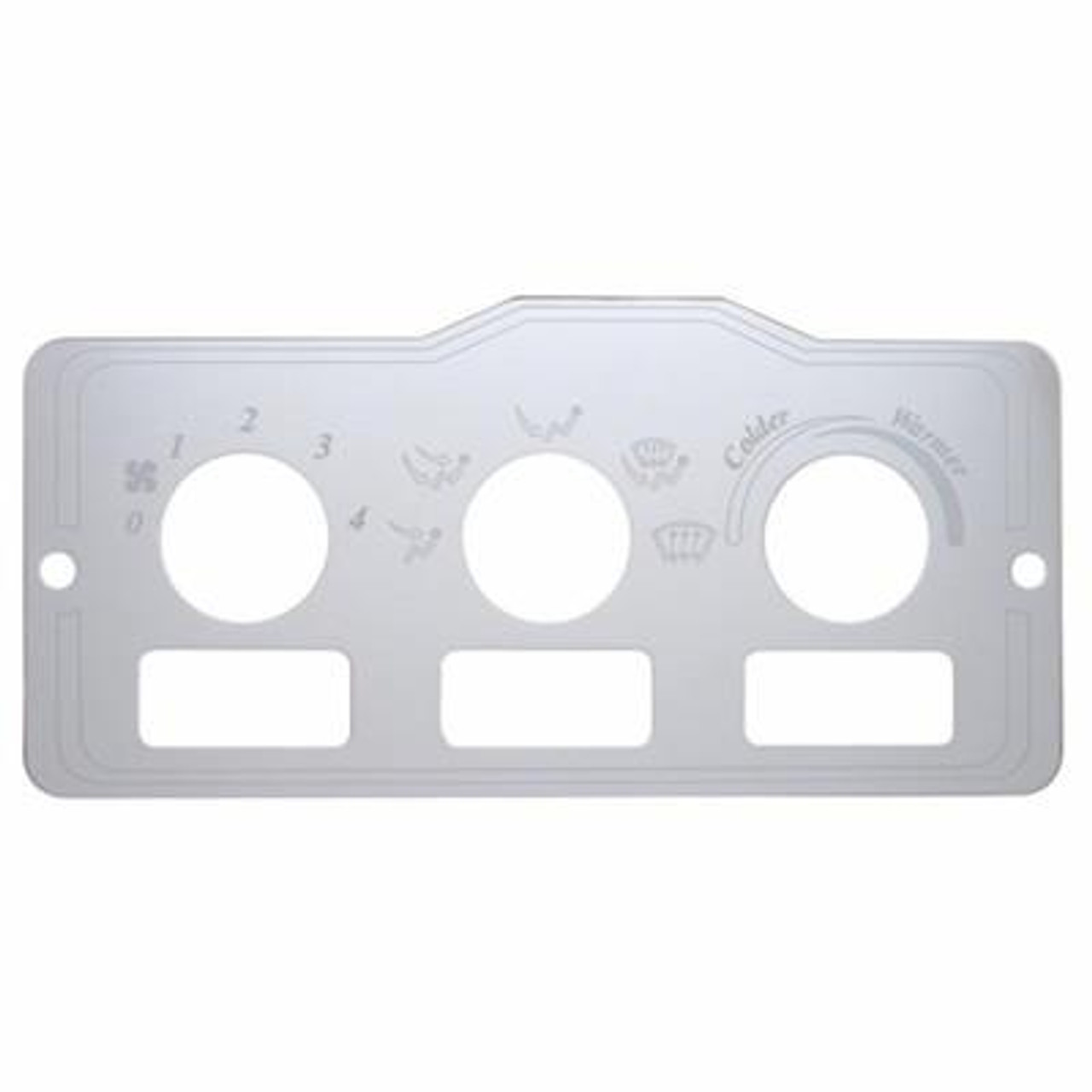 Peterbilt Stainless A/C Control Plate - 3 Square Opening