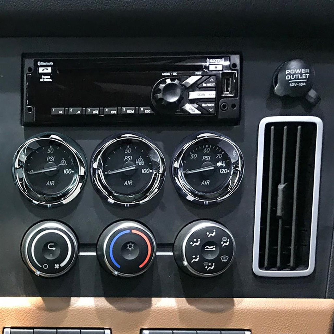 2018+ Freightliner Cascadia Chrome Small Gauge Bezel With Visor