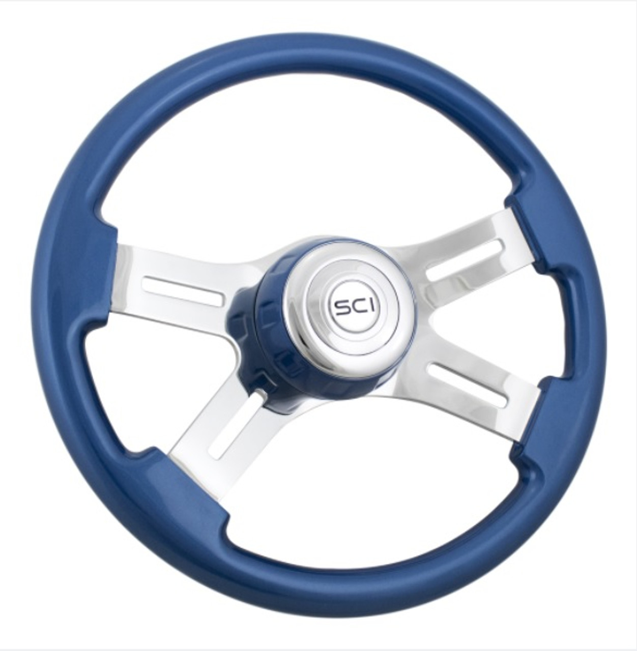 16" Steering Wheel - Blue - Matching Bezel