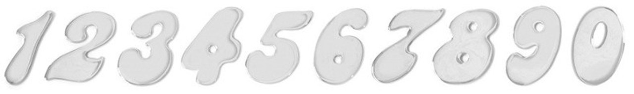 Chrome Plated Steel Italic 4" numbers Cutout - Adhesive Tape