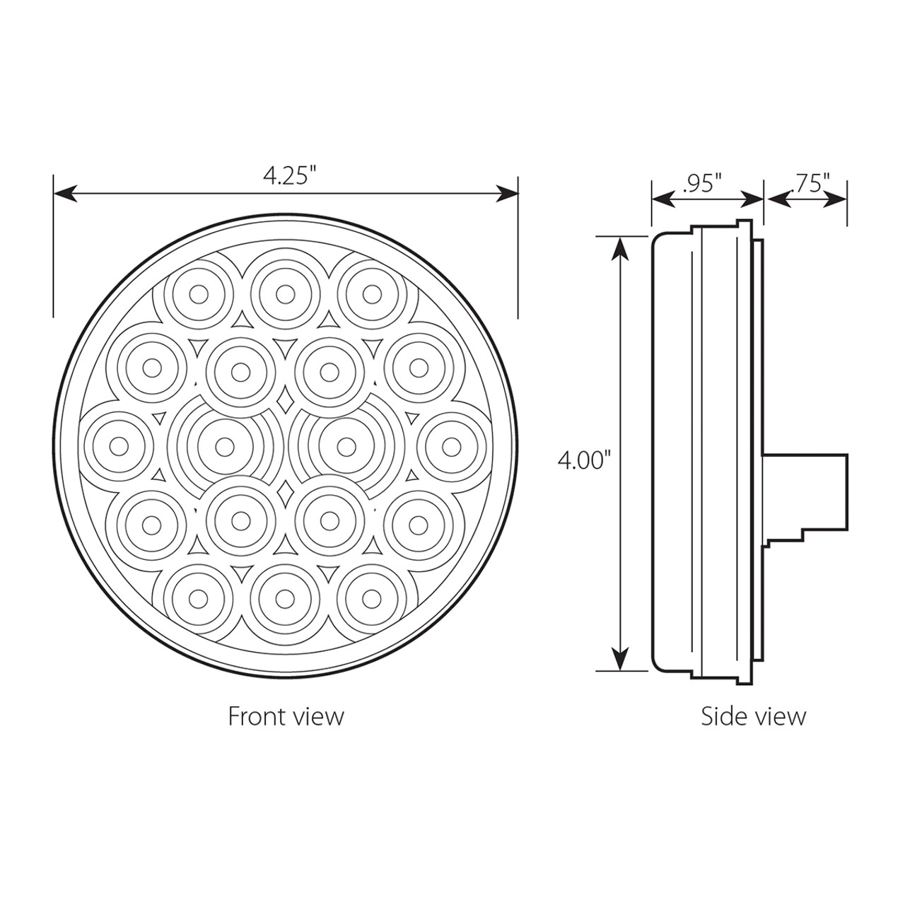 18 LED  4" Round Red Fleet Stop, Turn & Tail Light with or without Chrome Bezel