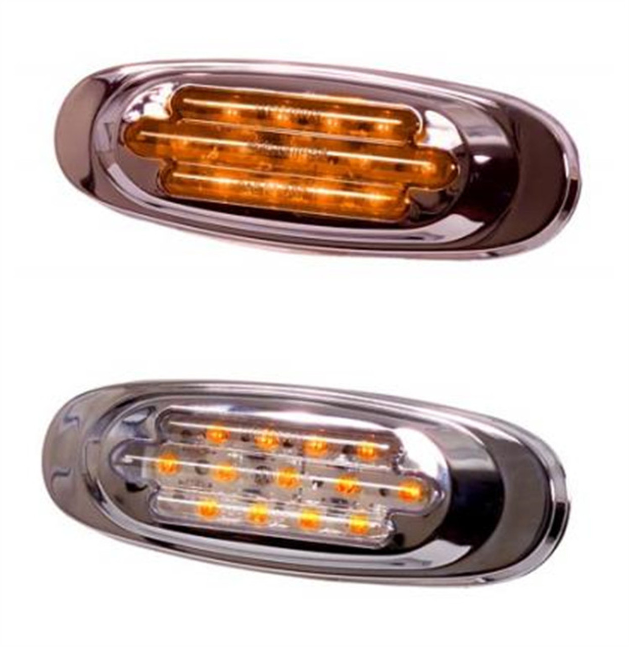 13 LED Chrome Oval Amber Marker Light