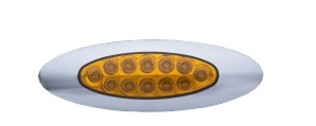 6" Oval Amber Turn Signal Light with Chrome Bezel