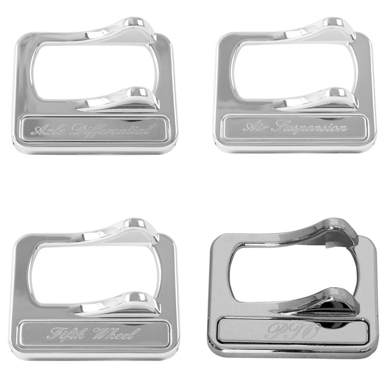 2005+ chrome plastic rocker switch cover with stainless steel script plate