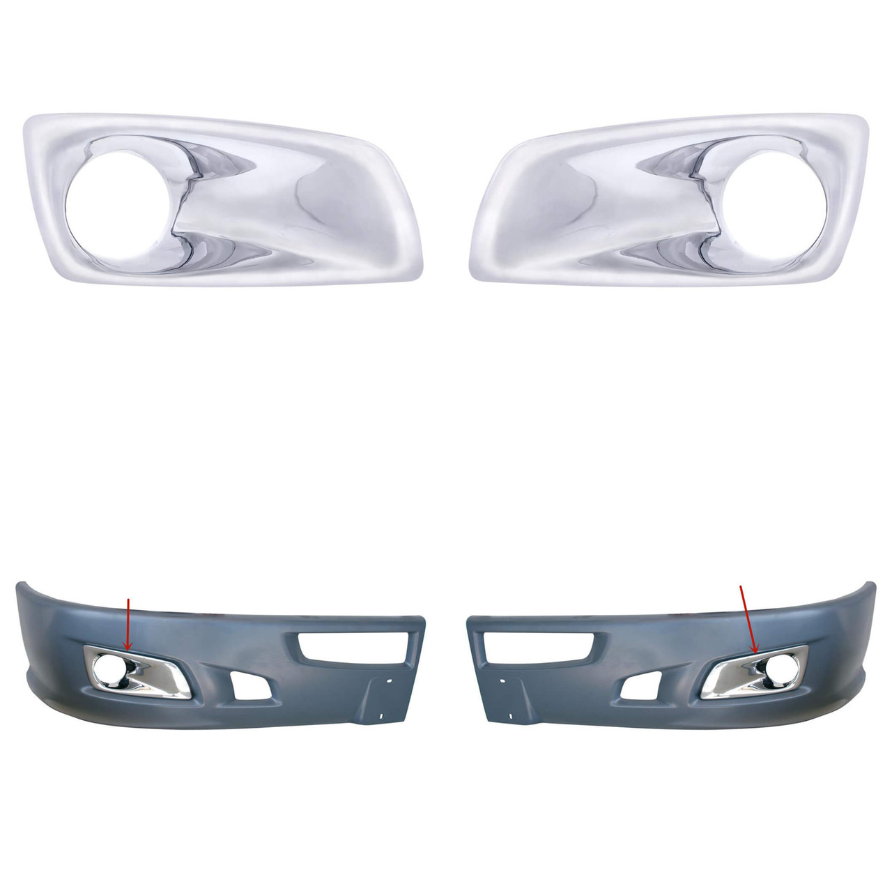 2008+ Kenworth T660 Chrome Plastic Fog Light Cover With Light Opening