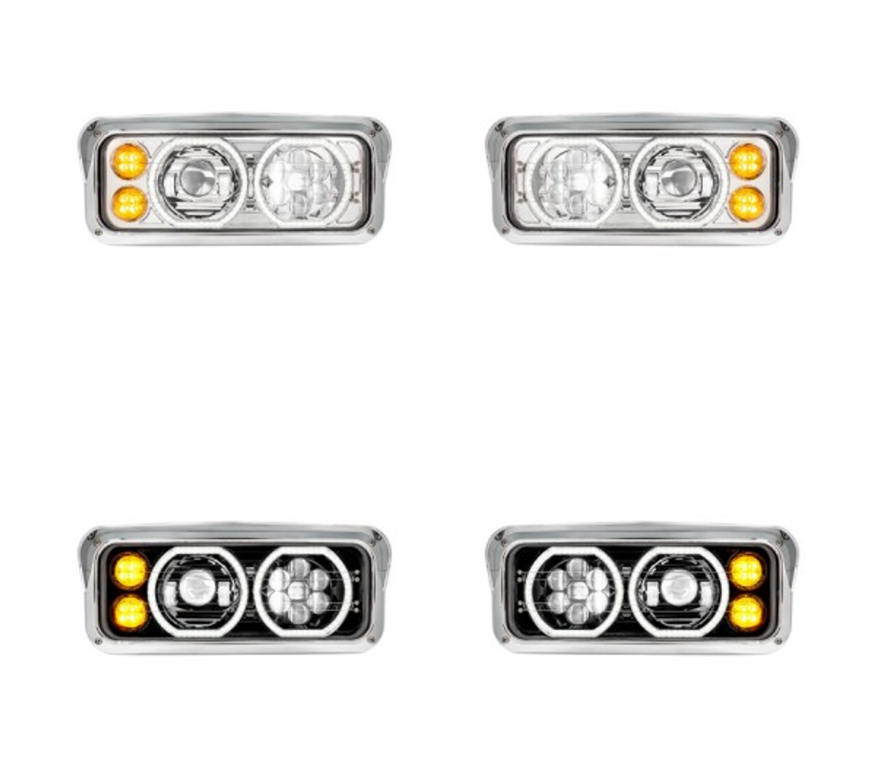 Dual 4" X 6" High Power Heated 10 LED Headlight With LED Turn & Daytime Running Lights - Sold as Each