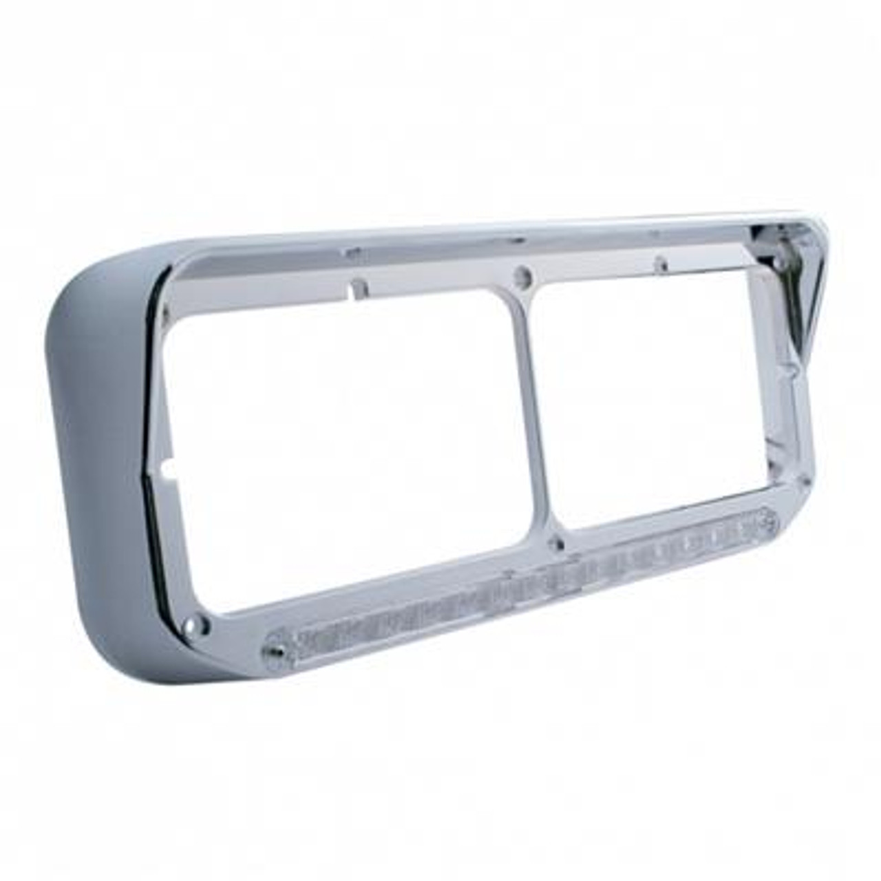 14 LED Rectangular Dual Headlight Bezel with Visor - Amber LED