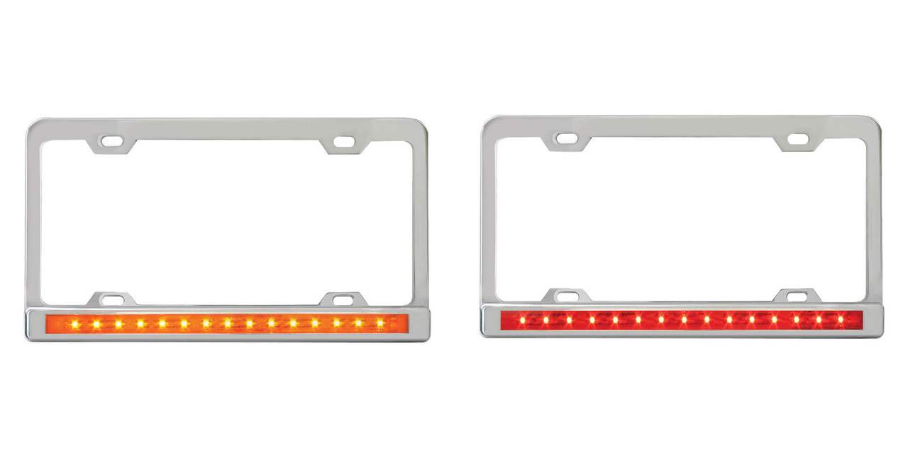 Chrome License Plate Frame with 12" LED Light Bar