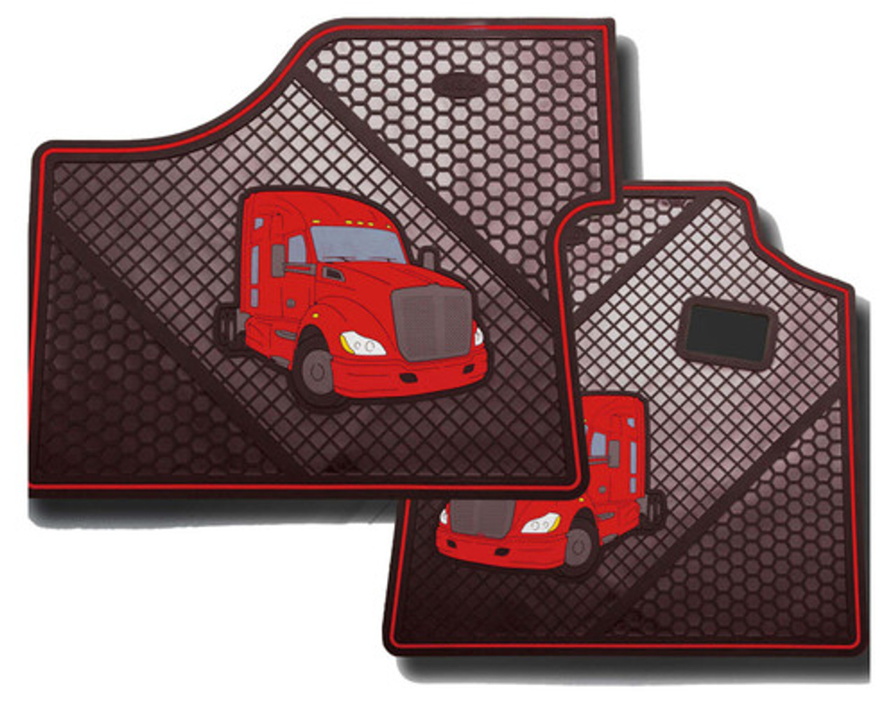 Kenworth T680 Red Rubber Floor Mat Set