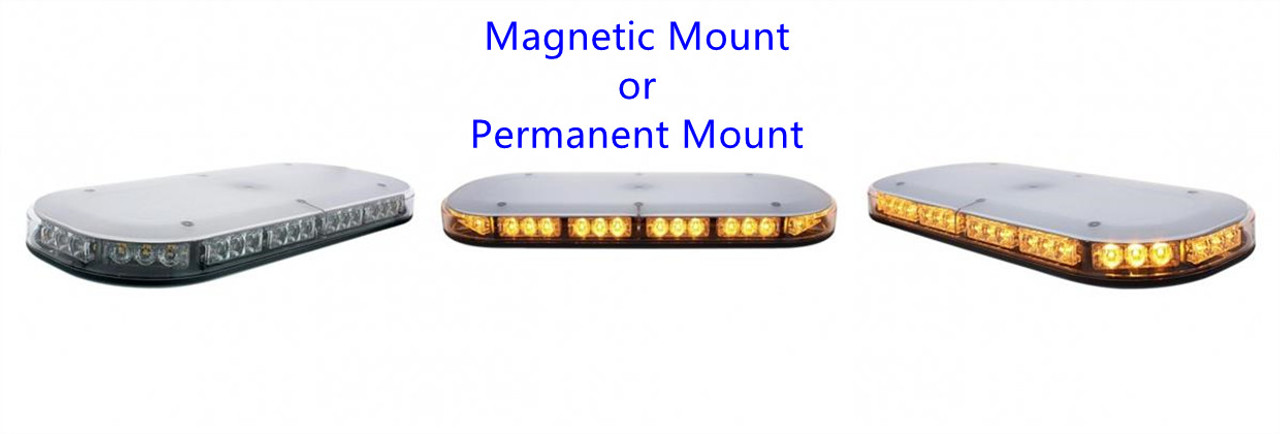 42 High Power LED Micro Warning Light Bar Amber with Clear Lens Magnetic or Permanent Mount