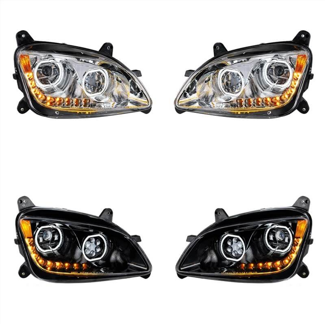 Peterbilt 587 (2010-2016) & 579 (2012-2021) ALL LED Chrome or Black  Headlight