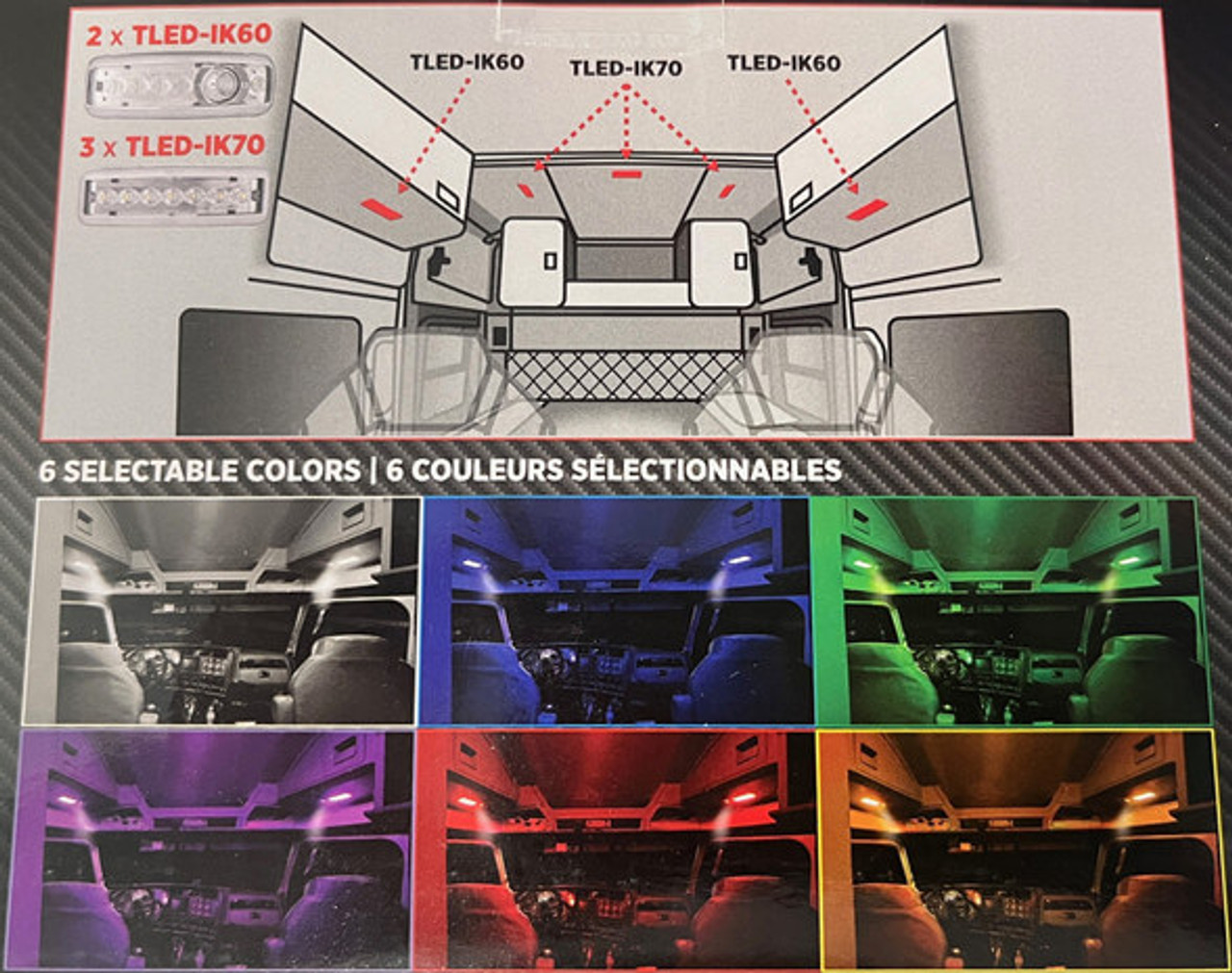 Kenworth T680/T880 6 Colors complete Interior LED light kit included 2 Interior Dome and Map Cab Lights and 3 Dome Sleeper Lights