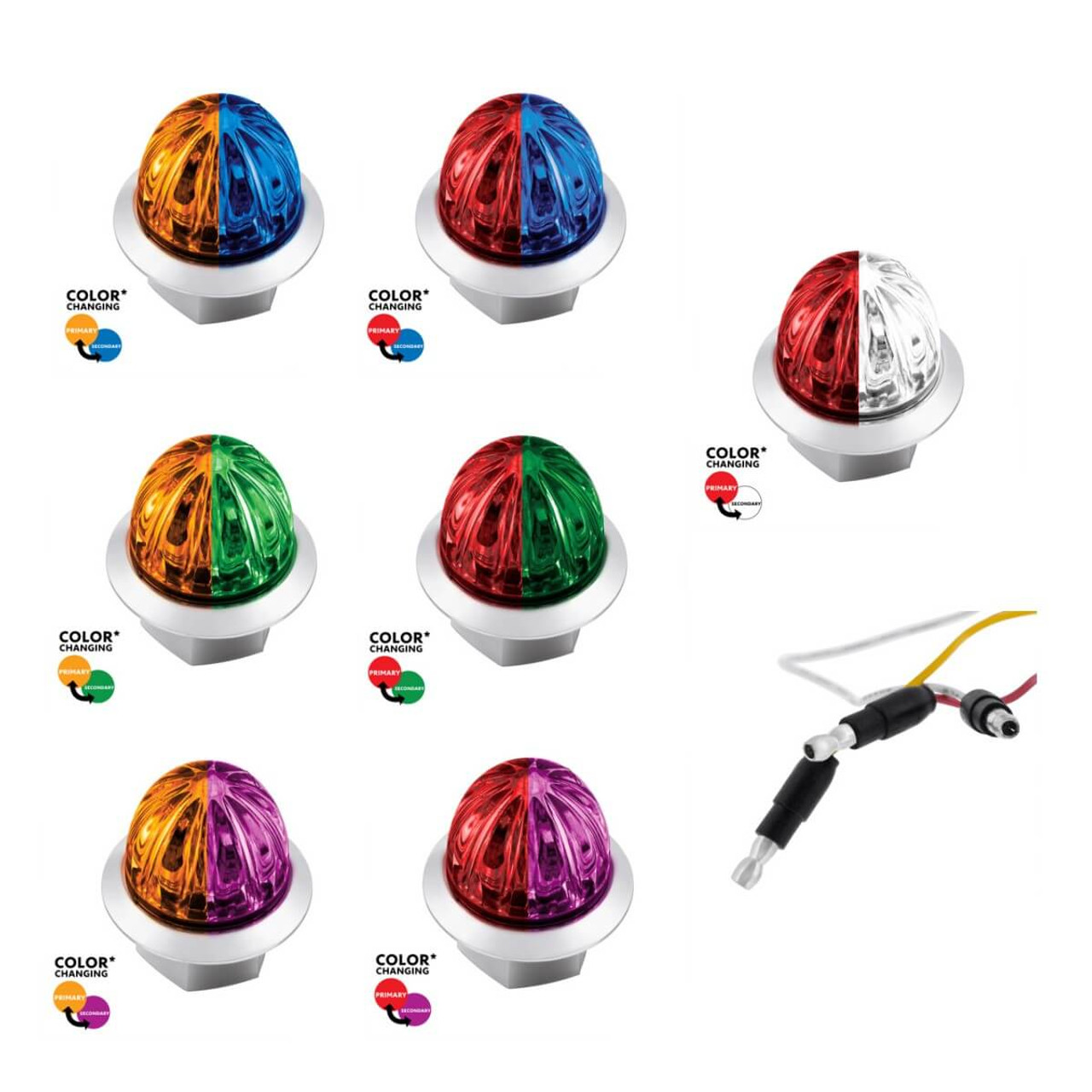 3/4” Mini Watermelon 2 LED Dual Colors Double Fury Light