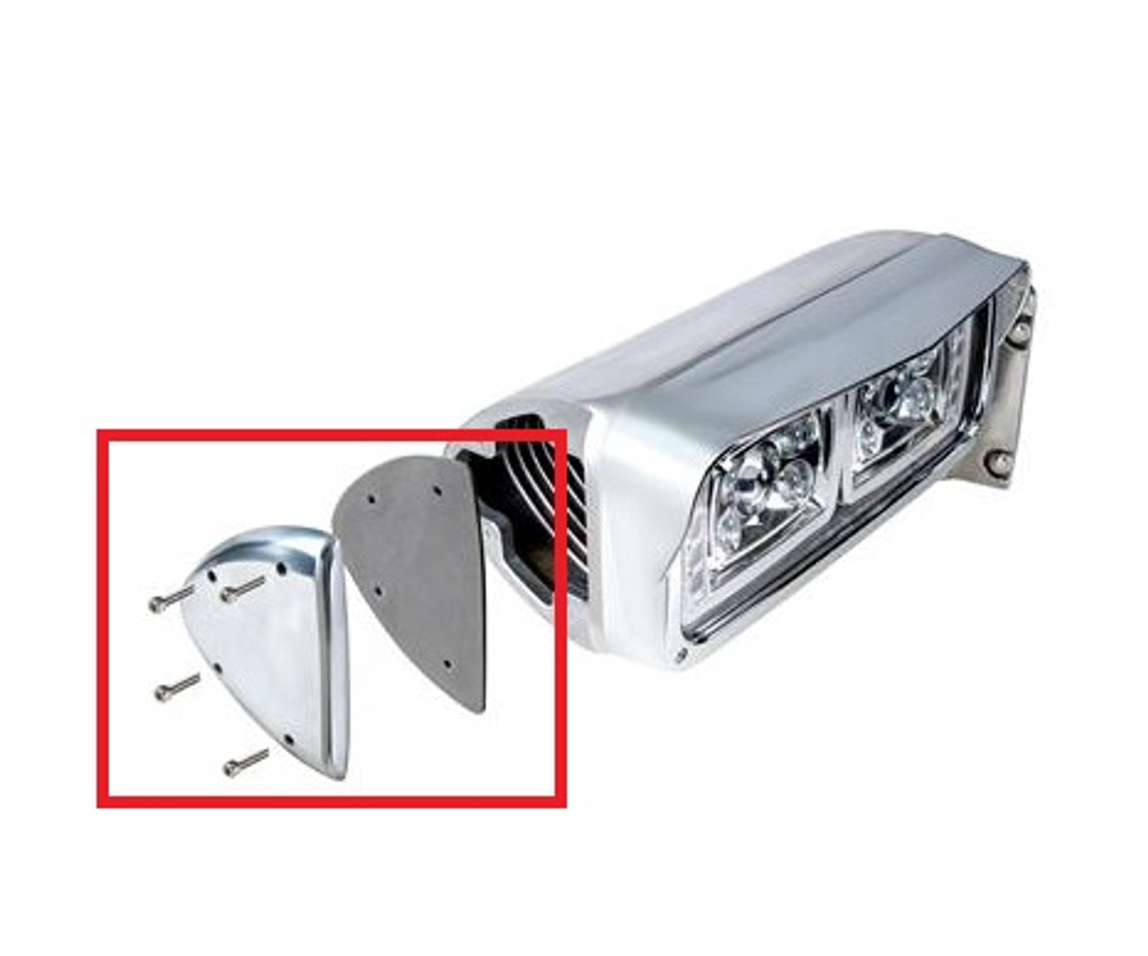 Polished Aluminum Peterbilt Headlight Turn Signal Cover Kit Pair