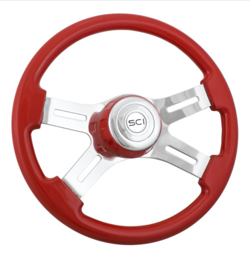 16" Steering Wheel - Viper Red - Matching Bezel