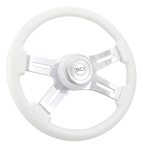 16" Steering Wheel - White - Matching Bezel
