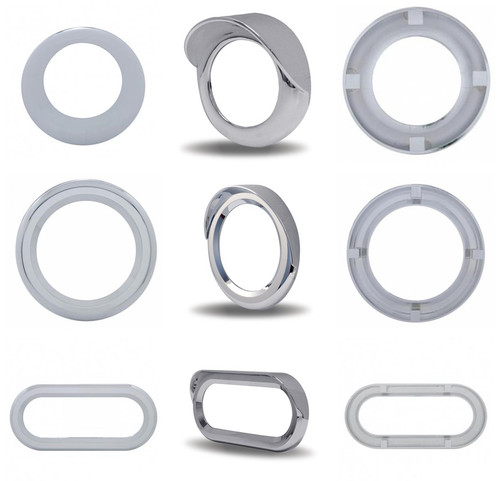 2"/2.5"/4" Round or Oval Chrome Plastic Twist on Style Light Bezel