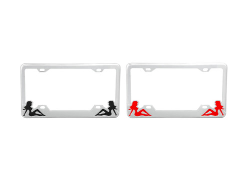 License Plate Frame with Sitting Lady Silhouettes