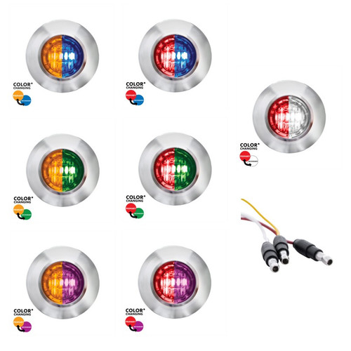 3/4” 2 LED Dual Colors Mini Double Fury Light (Clearance/Marker) Clear Lens