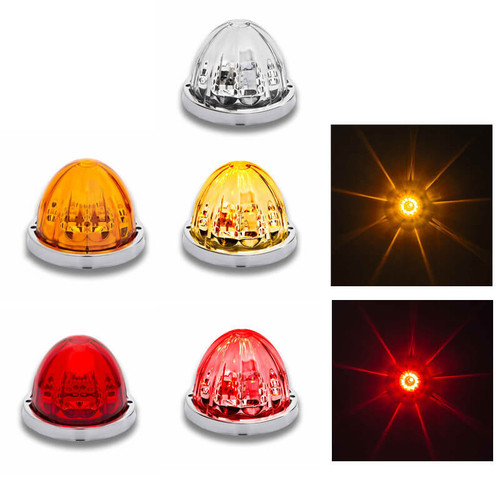 19 Diodes Turn Signal & Marker Watermelon Light with Star-Burst Glass Pattern & Locking Ring