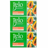 Belo Essentials Papaya - Brightening + Clearing Soap with Natural Papaya Enzymes,135g, 3 Bar Set