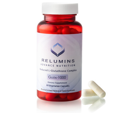 New Relumins Advance Nutrition Gluta 1000 - Reduced L-Glutathione Complex - 2x More Effective Than Jarrow at Raising Serum Glutathione - 60 capsules!