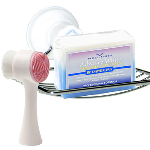 Relumins Advance Whitening Soap, Facial Cleansing Brush and Stainless Steel Soap Dish Set