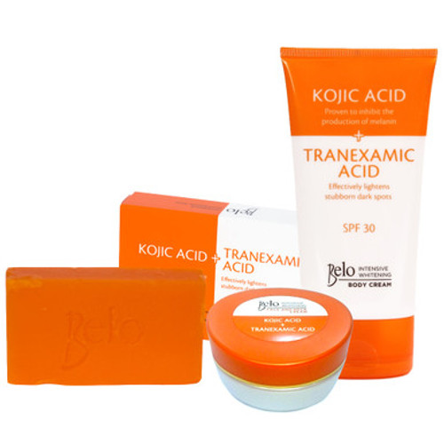 SALE 15% OFF!! Belo Intensive Kojic & Tranexamic Acid Whitening Set - Body Cream, Face/Neck Cream and Soap