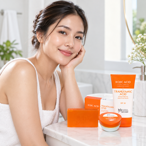 SALE 15% OFF!! Belo Intensive Kojic & Tranexamic Acid Whitening Set - Body Cream, Face/Neck Cream and Soap
