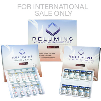 Authentic Relumins Advanced IV Glutathione 1100mg 10 Vials - Glutathione & Vitamin C - Whitens, repairs & rejuvenates skin 