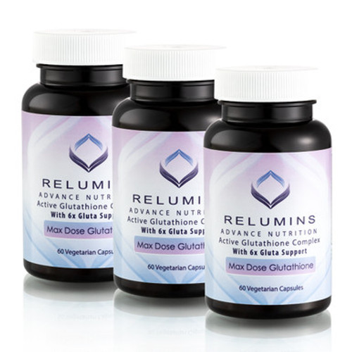 Buy Bulk & SAVE! 3 Bottles Authenic Relumins Advance White Active Glutathione Complex -Oral Whitening Formula Capsules with 6X Boosters