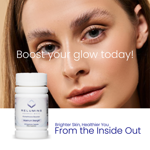 Relumins Advanced Glutathione Booster, Maximum Strength Antioxidant Supplement with Vitamins E, B2 & Selenium, Supports Balanced Wellness & Radiant Skin - 30 Vegetarian Capsules