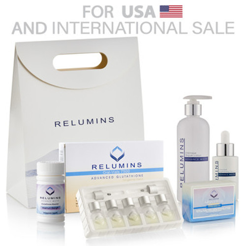 RELUMINS GLUTATHIONE VIALS - ADVANCED FORMULA 7500MG - Complete Skin Lightening Set