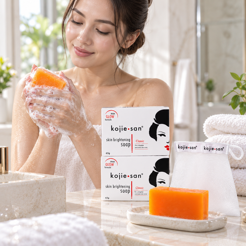 Kojie San Skin Lightening Kojic Acid Soap 2 Bars - 65g - With FREE Soap net!!