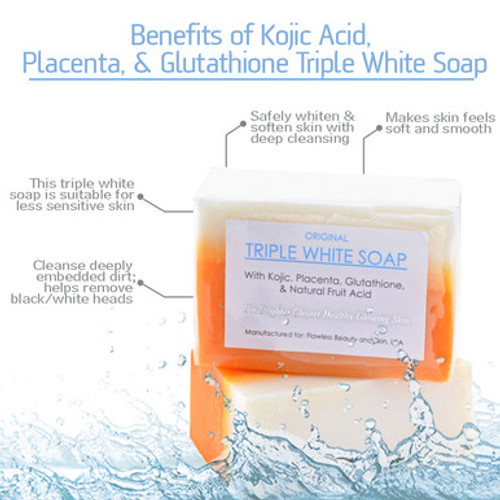 12 Bars of Kojic Acid, Placenta, & Glutathione Triple Whitening Soap appx. 150gms 