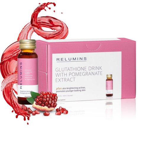 Relumins Glutathione Shots | Essential | USA's No.1 Liquid Glutathione Drink with Collagen & Antioxidant Boost for Radiant Skin | Pomegranate Flavor | Made in USA