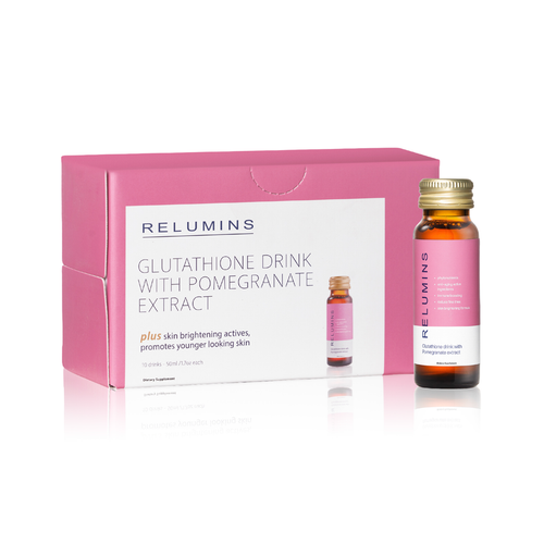 Relumins Glutathione Shots | Essential | USA's No.1 Liquid Glutathione Drink with Collagen & Antioxidant Boost for Radiant Skin | Pomegranate Flavor | Made in USA